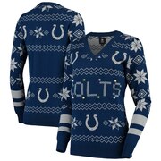 Add Indianapolis Colts Women's Light-Up V-Neck Ugly Sweater - Royal To Your NFL Collection