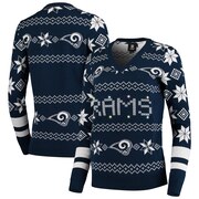 Add Los Angeles Rams Women's Light-Up V-Neck Ugly Sweater - Navy To Your NFL Collection