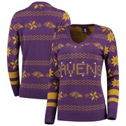 Add Baltimore Ravens Women's Light-Up V-Neck Ugly Sweater - Purple To Your NFL Collection