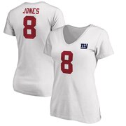Add Daniel Jones New York Giants NFL Pro Line by Fanatics Branded Women's Authentic Stack Name & Number V-Neck T-Shirt - White To Your NFL Collection