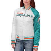 Add Miami Dolphins Starter Women's Hometown Satin Full-Snap Jacket - White/Aqua To Your NFL Collection