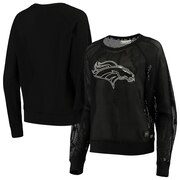 Add Denver Broncos DKNY Sport Women's Lauren Mesh Raglan Long Sleeve T-Shirt - Black To Your NFL Collection