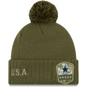 Add Dallas Cowboys New Era Women's 2019 Salute to Service Sideline Cuffed Pom Knit Hat - Olive To Your NFL Collection