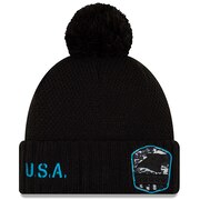Add Carolina Panthers New Era Women's 2019 Salute to Service Cuffed Pom Knit Hat - Black To Your NFL Collection