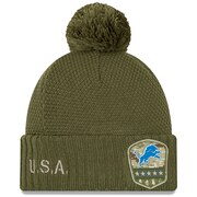 Add Detroit Lions New Era Women's 2019 Salute to Service Sideline Cuffed Pom Knit Hat - Olive To Your NFL Collection