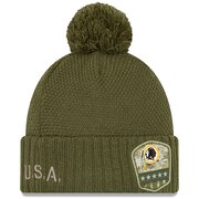 Add Washington Redskins New Era Women's 2019 Salute to Service Sideline Cuffed Pom Knit Hat - Olive To Your NFL Collection