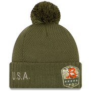 Add Chicago Bears B New Era Women's 2019 Salute to Service Sideline Cuffed Pom Knit Hat - Olive To Your NFL Collection