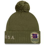 New York Giants New Era Women's 2019 Salute to Service Sideline Cuffed Pom Knit Hat - Olive