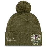 Add Atlanta Falcons New Era Women's 2019 Salute to Service Sideline Cuffed Pom Knit Hat - Olive To Your NFL Collection