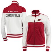 Add Arizona Cardinals G-III 4Her by Carl Banks Women's Face Off Raglan Full-Zip Track Jacket - White/Cardinal To Your NFL Collection