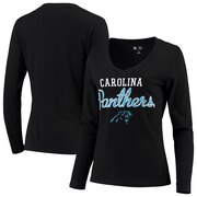 Add Carolina Panthers G-III 4Her by Carl Banks Women's Post Season Long Sleeve V-Neck T-Shirt - Black To Your NFL Collection