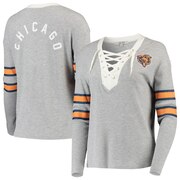 Add Chicago Bears Junk Food Women's Thermal Tri-Blend Lace-Up Long Sleeve T-Shirt - Gray To Your NFL Collection