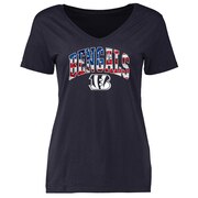 Add Cincinnati Bengals NFL Pro Line Women's BannerWave V-Neck T-Shirt - Navy To Your NFL Collection