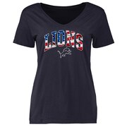 Add Detroit Lions NFL Pro Line Women's BannerWave V-Neck T-Shirt - Navy To Your NFL Collection