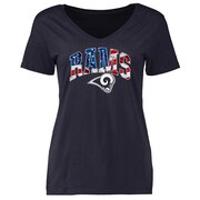 Add Los Angeles Rams NFL Pro Line Women's BannerWave V-Neck T-Shirt - Navy To Your NFL Collection