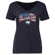 Add Tampa Bay Buccaneers NFL Pro Line Women's BannerWave V-Neck T-Shirt - Navy To Your NFL Collection