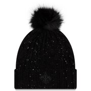 Add New Orleans Saints New Era Women's Cuffed Knit Hat with Fuzzy Pom - Black To Your NFL Collection