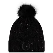 Indianapolis Colts New Era Women's Cuffed Knit Hat with Fuzzy Pom - Black