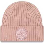 Add Pittsburgh Steelers New Era Women's Team Glisten Rouge Cuffed Knit Hat – Light Pink To Your NFL Collection