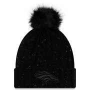 Add Denver Broncos New Era Women's Cuffed Knit Hat with Fuzzy Pom - Black To Your NFL Collection