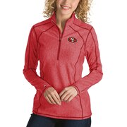 Add San Francisco 49ers Antigua Women's Tempo Desert Dry Quarter-Zip Jacket - Heather Red To Your NFL Collection