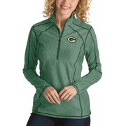 Add Green Bay Packers Antigua Women's Tempo Desert Dry Quarter-Zip Jacket - Heather Green To Your NFL Collection