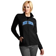 Add Carolina Panthers Antigua Women's Leader Full Chest Graphic Desert Dry Full-Zip Jacket - Black To Your NFL Collection