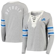 Add Detroit Lions Junk Food Women's Thermal Tri-Blend Lace-Up Long Sleeve T-Shirt - Gray To Your NFL Collection