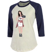 Add Houston Texans x Rongrong Collection Majestic Threads Women's Fun Girl Raglan Three-Quarter Sleeve T-Shirt - Cream/Navy To Your NFL Collection