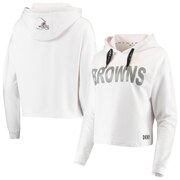 Add Cleveland Browns DKNY Sport Women's Maddie Crop Pullover Hoodie - White To Your NFL Collection