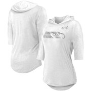 Add Seattle Seahawks Majestic Threads Women's NFL 100th Season Platinum Hilo 3/4-Sleeve Hoodie T-Shirt - White To Your NFL Collection