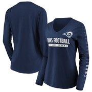 Add Los Angeles Rams NFL Pro Line by Fanatics Branded Women's Team Slogan Long Sleeve V-Neck T-Shirt - Navy To Your NFL Collection