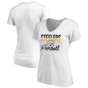 Add Pittsburgh Steelers NFL Pro Line by Fanatics Branded Women's Free Line Plus Size V-Neck T-Shirt - White To Your NFL Collection