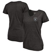 Add Oakland Raiders NFL Pro Line by Fanatics Branded Women's Primary Logo Left Chest Distressed Tri-Blend V-Neck T-Shirt - Heathered Black To Your NFL Collection