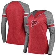 Add Atlanta Falcons Majestic Women's Static Notch Neck Long Sleeve Raglan T-Shirt - Red/Gray To Your NFL Collection