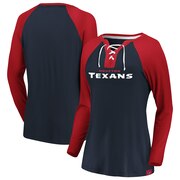 Add Houston Texans NFL Pro Line by Fanatics Branded Women's Break Out Play Lace-Up V-Neck Raglan Long Sleeve T-Shirt - Navy/Red To Your NFL Collection