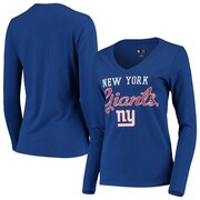 Add New York Giants G-III 4Her by Carl Banks Women's Post Season Long Sleeve V-Neck T-Shirt - Royal To Your NFL Collection