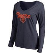 Add Chicago Bears NFL Pro Line Women's Freehand V-Neck Long Sleeve T-Shirt - Navy To Your NFL Collection