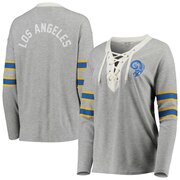 Add Los Angeles Rams Junk Food Women's Thermal Tri-Blend Lace-Up Long Sleeve T-Shirt - Gray To Your NFL Collection