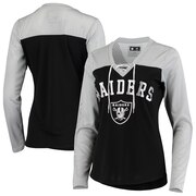 Add Oakland Raiders G-III 4Her by Carl Banks Women's Laces Out Long Sleeve T-Shirt - Silver/Black To Your NFL Collection