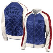 Add New York Giants WEAR By Erin Andrews Women's Quilted Full-Zip Bomber Jacket - Royal To Your NFL Collection
