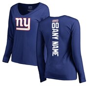 Add New York Giants NFL Pro Line Women's Personalized Backer Long Sleeve T-Shirt - Royal To Your NFL Collection