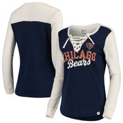 Add Chicago Bears NFL Pro Line by Fanatics Branded Women's True Classics Lace Up Long Sleeve T-Shirt - Navy/Cream To Your NFL Collection