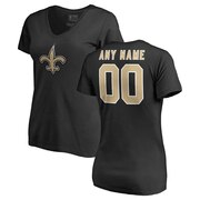 Add New Orleans Saints NFL Pro Line Women's Any Name & Number Logo Personalized T-Shirt - Black To Your NFL Collection