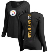 Add Pittsburgh Steelers NFL Pro Line Women's Personalized Backer Long Sleeve T-Shirt - Black To Your NFL Collection