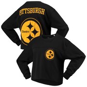 Add Pittsburgh Steelers G-III 4Her by Carl Banks Women's Flight Song Crop Long Sleeve T-Shirt - Black To Your NFL Collection