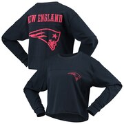 Add New England Patriots G-III 4Her by Carl Banks Women's Flight Song Crop Long Sleeve T-Shirt - Navy To Your NFL Collection