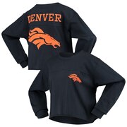 Add Denver Broncos G-III 4Her by Carl Banks Women's Flight Song Crop Long Sleeve T-Shirt - Navy To Your NFL Collection