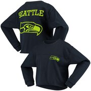 Add Seattle Seahawks G-III 4Her by Carl Banks Women's Flight Song Crop Long Sleeve T-Shirt - College Navy To Your NFL Collection